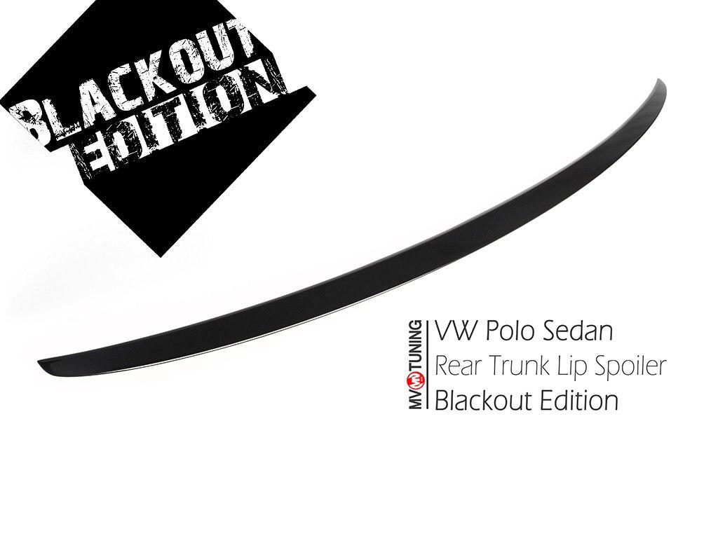 BLACKOUT EDITION. Лип спойлер "RedLine" крашенный Черный глянец VW Polo Sedan (2010 - 2020) + УСТАНОВОЧНЫЙ КОМПЛЕКТ