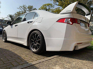 Юбка заднего бампера "Mugen Style" Honda Accord 8 (VIII) / Acura TSX (CU) (2008-2013) + установочный комплект