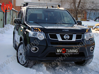 Реснички на фары Nissan X-Trail II (2011-2014) + УСТАНОВОЧНЫЙ КОМПЛЕКТ