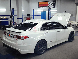 BLACKOUT EDITION. Спойлер лип на крышку багажника крашенный Черный глянец Honda Accord 8 (VIII) / Acura TSX (CU) (2008-2013) + УСТАНОВОЧНЫЙ КОМПЛЕКТ