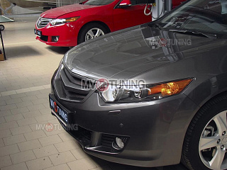 Решетка радиатора "Sport" (БЕЗ СЕТКИ) var №3 Honda Accord 8 (VIII) / Acura TSX (CU/CW) (2008-2010) + УСТАНОВОЧНЫЙ КОМПЛЕКТ