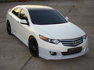 Юбка переднего бампера "Mugen Style" Honda Accord 8 (VIII) / Acura TSX (CU/CW) (2008-2010) + установочный комплект