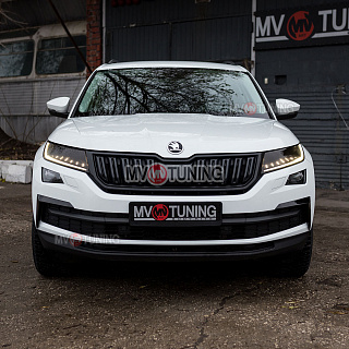 Накладки на фары Skoda Kodiaq (2016-2021) комплект (фара + птф) Dark Smoke