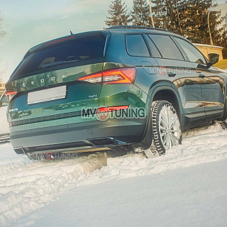 SPACE GRAY. Имитация насадок глушителя(выхлопа) крашенные, для Skoda Kodiaq I поколение 2016 - 2023