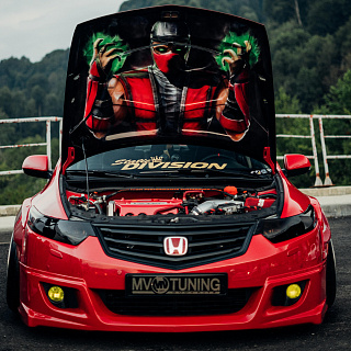 Юбка переднего бампера "Mugen Style" Honda Accord 8 (VIII) / Acura TSX (CU/CW) (2008-2010) + установочный комплект