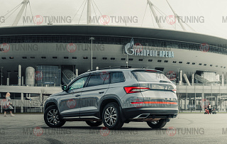 SPACE GRAY. Имитация насадок глушителя(выхлопа) крашенные, для Skoda Kodiaq I поколение 2016 - 2023