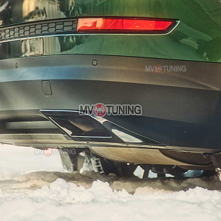 SPACE GRAY. Имитация насадок глушителя(выхлопа) крашенные, для Skoda Kodiaq I поколение 2016 - 2023