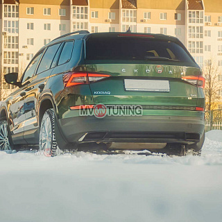 SILVER. Имитация насадок глушителя(выхлопа) крашенные для Skoda Kodiaq I поколение 2016 - 2023