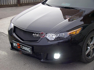 Решетка радиатора "Sport" (СЕТКА В КОМПЛЕКТЕ) var №1 Honda Accord 8 (VIII) / Acura TSX (CU/CW) (2008-2010) + УСТАНОВОЧНЫЙ КОМПЛЕКТ