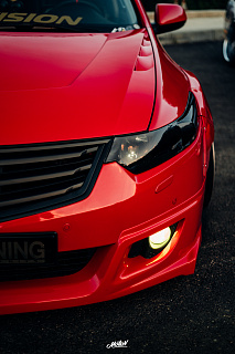 Юбка переднего бампера "Mugen Style" Honda Accord 8 (VIII) / Acura TSX (CU/CW) (2008-2010) + установочный комплект