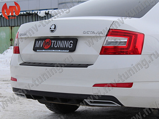 Защитная накладка заднего бампера Skoda Octavia III A7 (2013 - 2023) текстурный пластик