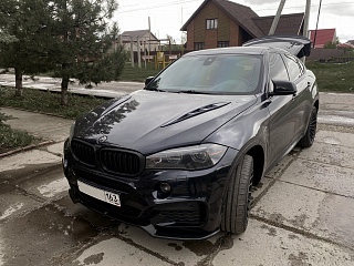 Накладки на капот (жабры) BMW X6 в кузове F16 Крашенные в Черный Глянец
