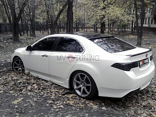 BLACKOUT EDITION. Спойлер лип на крышку багажника крашенный Черный глянец Honda Accord 8 (VIII) / Acura TSX (CU) (2008-2013) + УСТАНОВОЧНЫЙ КОМПЛЕКТ