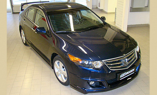 Юбка переднего бампера "Mugen Style" Honda Accord 8 (VIII) / Acura TSX (CU/CW) (2008-2010) + установочный комплект
