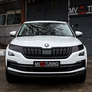 Накладки на фары Skoda Kodiaq (2016-2021) комплект (фара + птф) Light Smoke