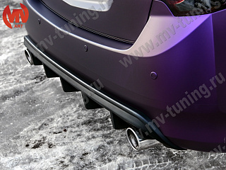 Диффузор с килями заднего бампера Honda Accord 8 (VIII) / Acura TSX (CU) (2008-2013) + УСТАНОВОЧНЫЙ КОМПЛЕКТ