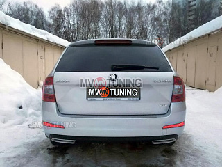 Snow Silver. Имитация насадок глушителя Skoda Octavia III A7 (2013 - 2023) крашенные