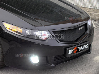 Решетка радиатора "Sport" (СЕТКА В КОМПЛЕКТЕ) var №1 Honda Accord 8 (VIII) / Acura TSX (CU/CW) (2008-2010) + УСТАНОВОЧНЫЙ КОМПЛЕКТ