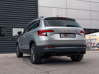 BLACK. Имитация насадок глушителя(выхлопа) крашенные для Skoda Karoq 2017 - 2021