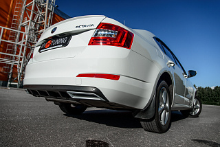Snow Silver. Имитация насадок глушителя Skoda Octavia III A7 (2013 - 2023) крашенные