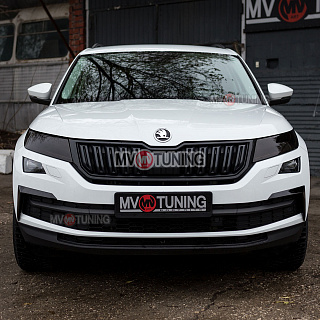 Накладки на фары Skoda Kodiaq (2016-2021) комплект (фара + птф) Dark Smoke