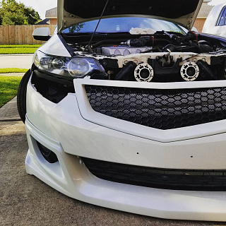Решетка радиатора "Sport" (БЕЗ МЕТ СЕТКИ) var №4 Honda Accord 8 (VIII) / Acura TSX(CU/CW)  (2008-2010) + УСТАНОВОЧНЫЙ КОМПЛЕКТ